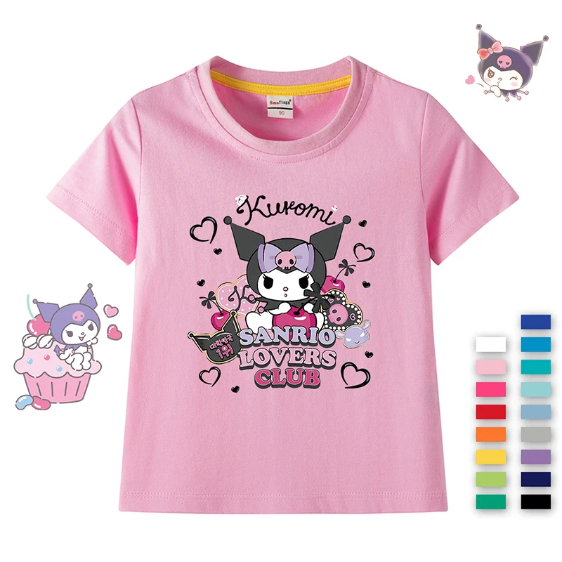 

Sanrios Kawaii Anime Kuromi Cute Cartoon Short Sleeve T-Shirt Y2K New Summer Loose Thin Cotton Top Sweet Girly Cute Student