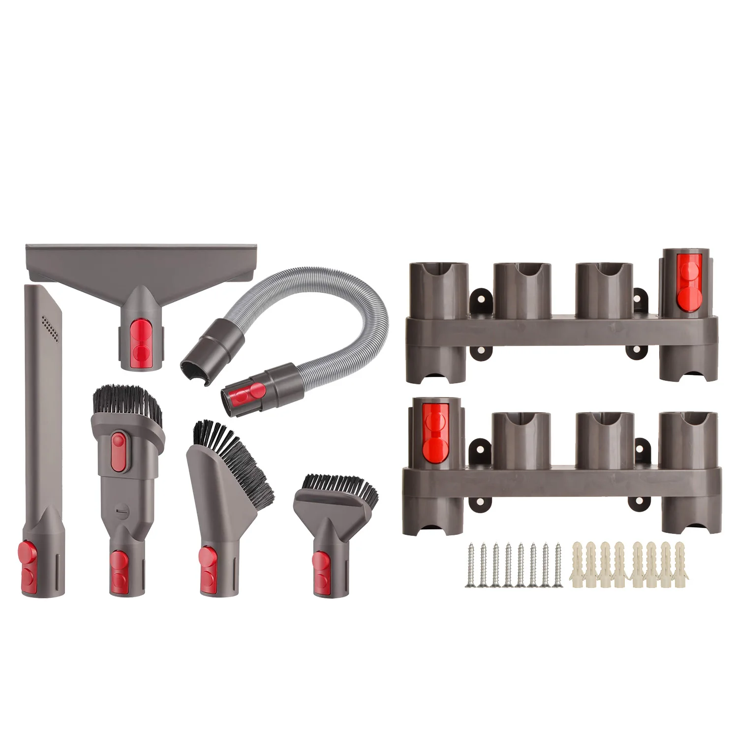 

2 Docking Station Holder Organizer & 6 Flexible Hose Brush Tool Kit,for Dyson V7 V8 V10 V11 SV10 SV11 Vacuum Cleaner