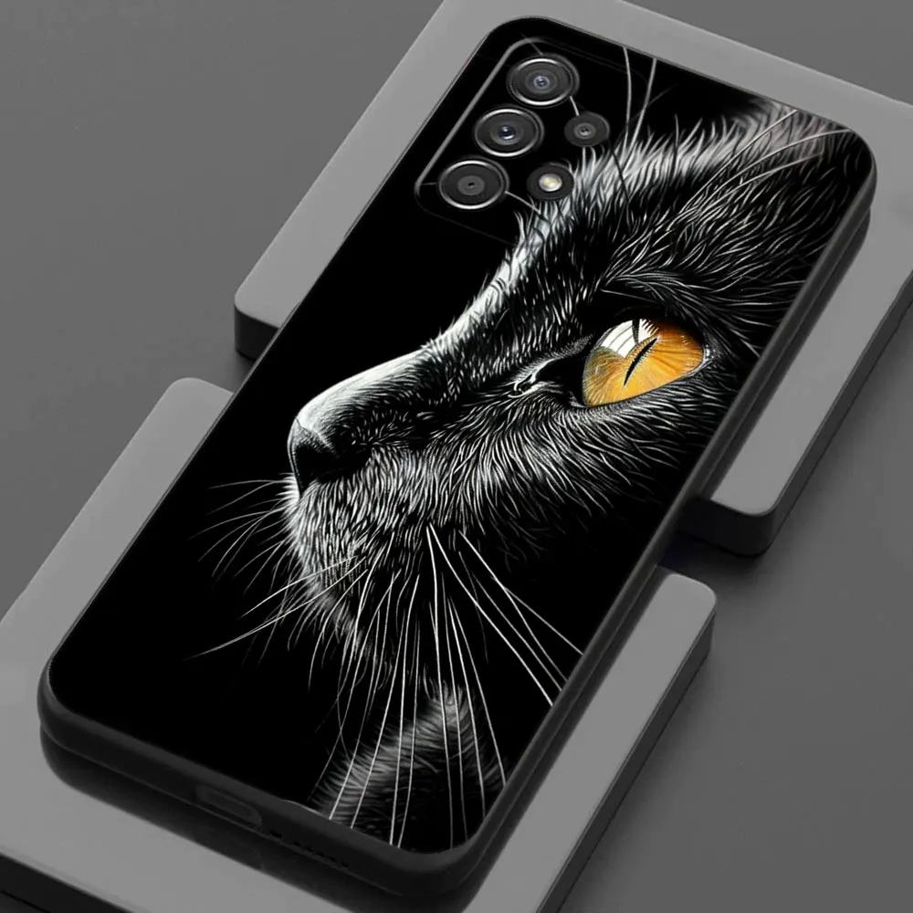 Чехол для Samsung Galaxy A56 A54 A52 A53 5G A36 A34 A35 A33 A32 A50 A72 A73 A26 A25 A16 Cute Black Cat Line Чехол для телефона Мягкий чехол (art.: 3920cd31cd4c1) - 3920cd31cd4c1