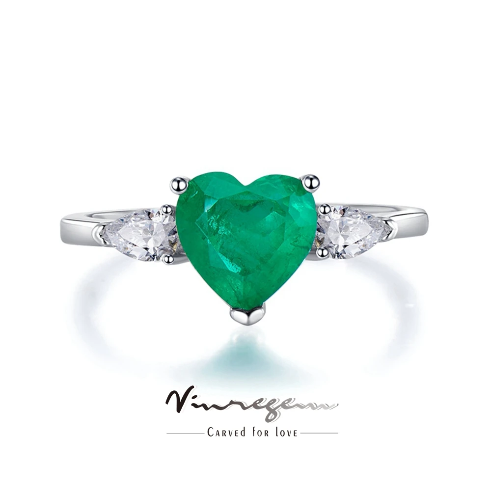 

Vinregem White Gold Heart Cut 8*8MM Sapphire Courndum Ring For Wmoen Anniversary Gift 925 Sterling Silver Fine Jewelry Wholesale