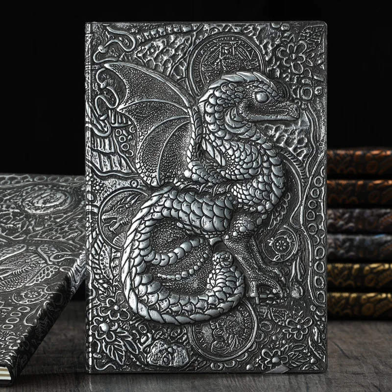 

3D Three-dimensional Dragon A5 Notebook European Retro Thickened Pu Embossed Notepad Diary Business Gift Office Supplies