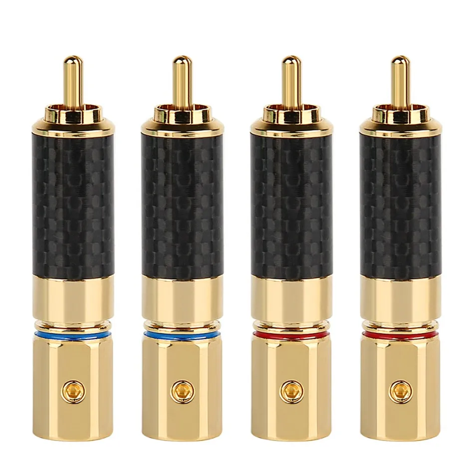 

RCA Штекерный разъем для динамика, Аудиоразъемы, европейские текстильные разъемы из чистой меди и углеродного волокна, припой, адаптер розет...