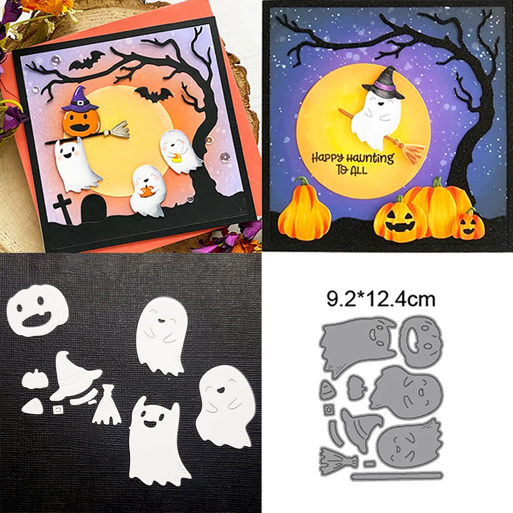 

Ghost Pumpkin Hat Broom Halloween 2022 New Arrivals Cutting Dies Metal Scrapbooking Decoration Embossed Album Card Handicrafts