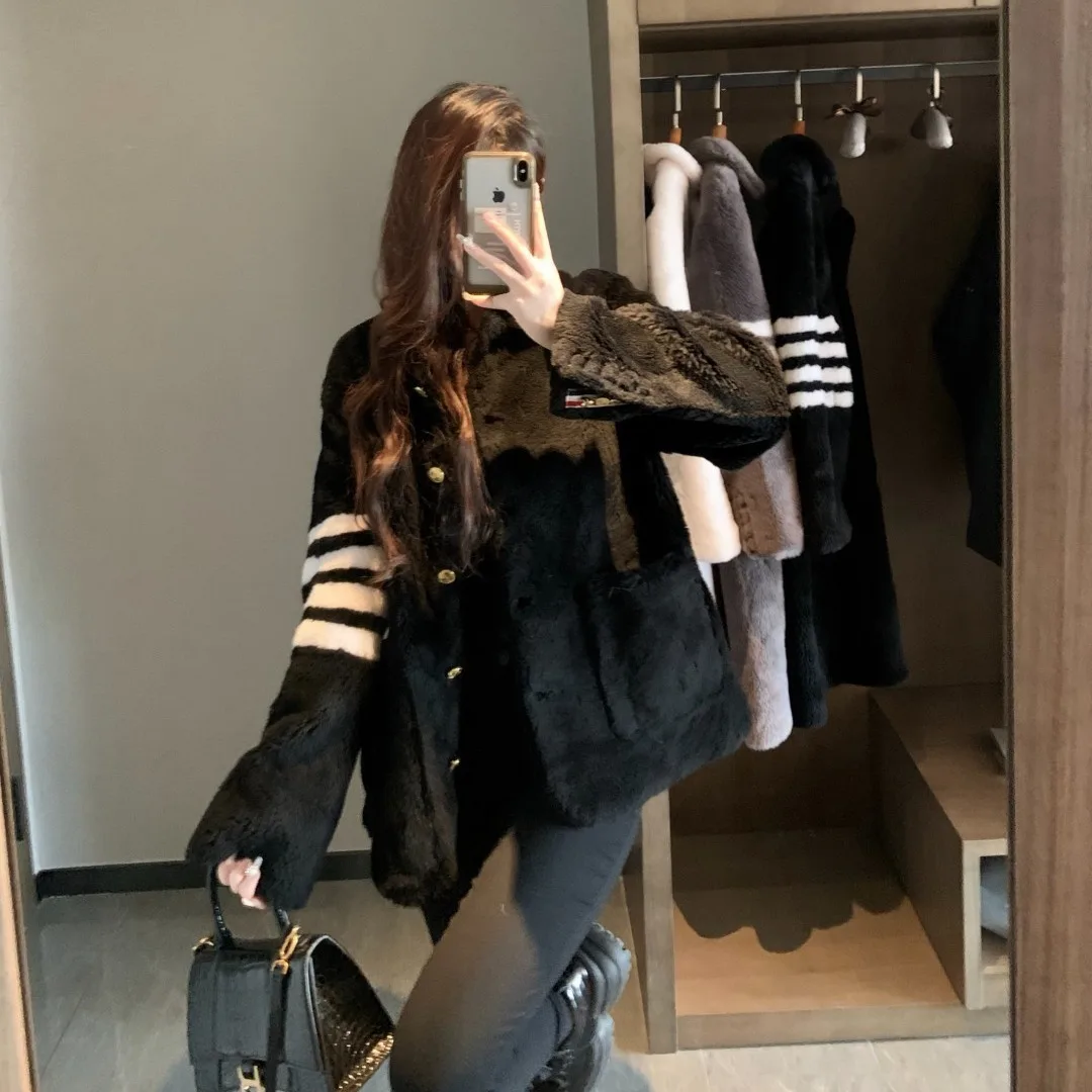 Женское шерстяное пальто средней длины из овечьей шерсти бархатное меховое