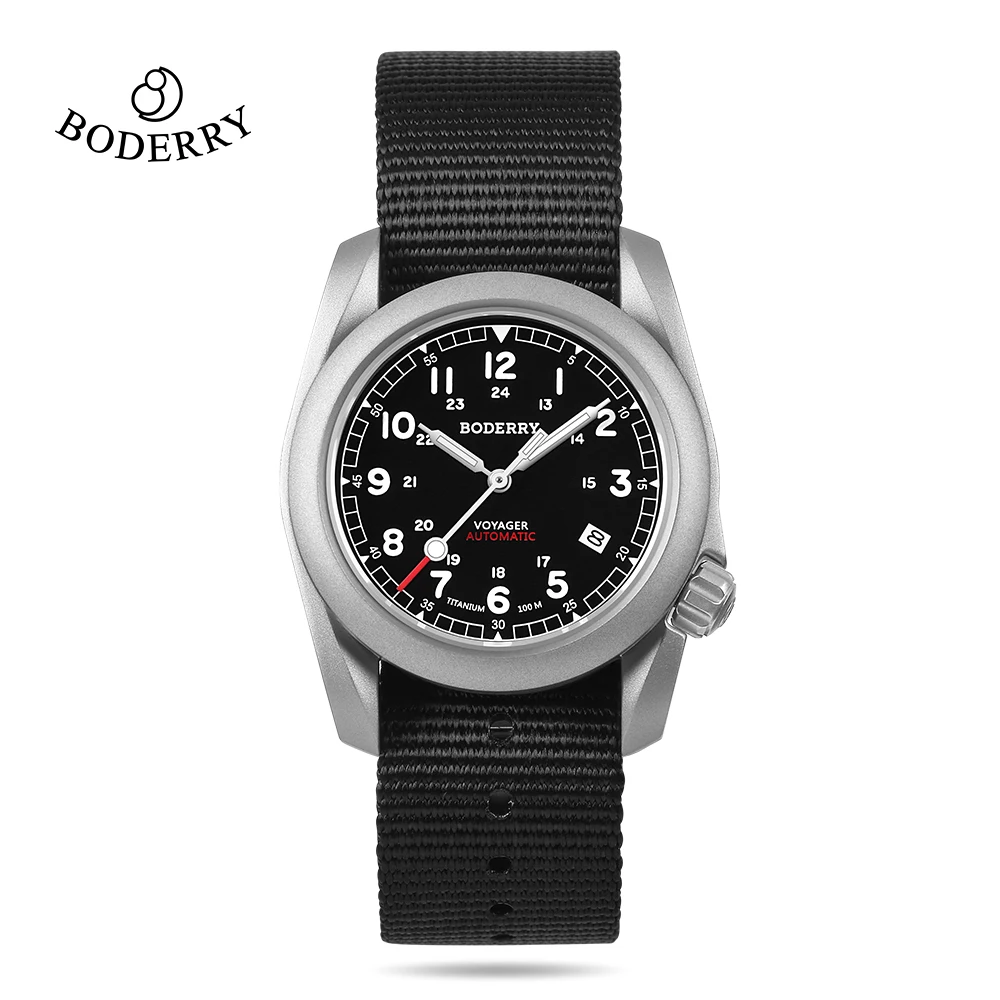 Boderry Orologi Da Campo Da Uomo Titanio Meccanico Automatico Top Brand Dive Orologio Da Polso 100M Orologio Impermeabile Orologio Militare Per Uomo