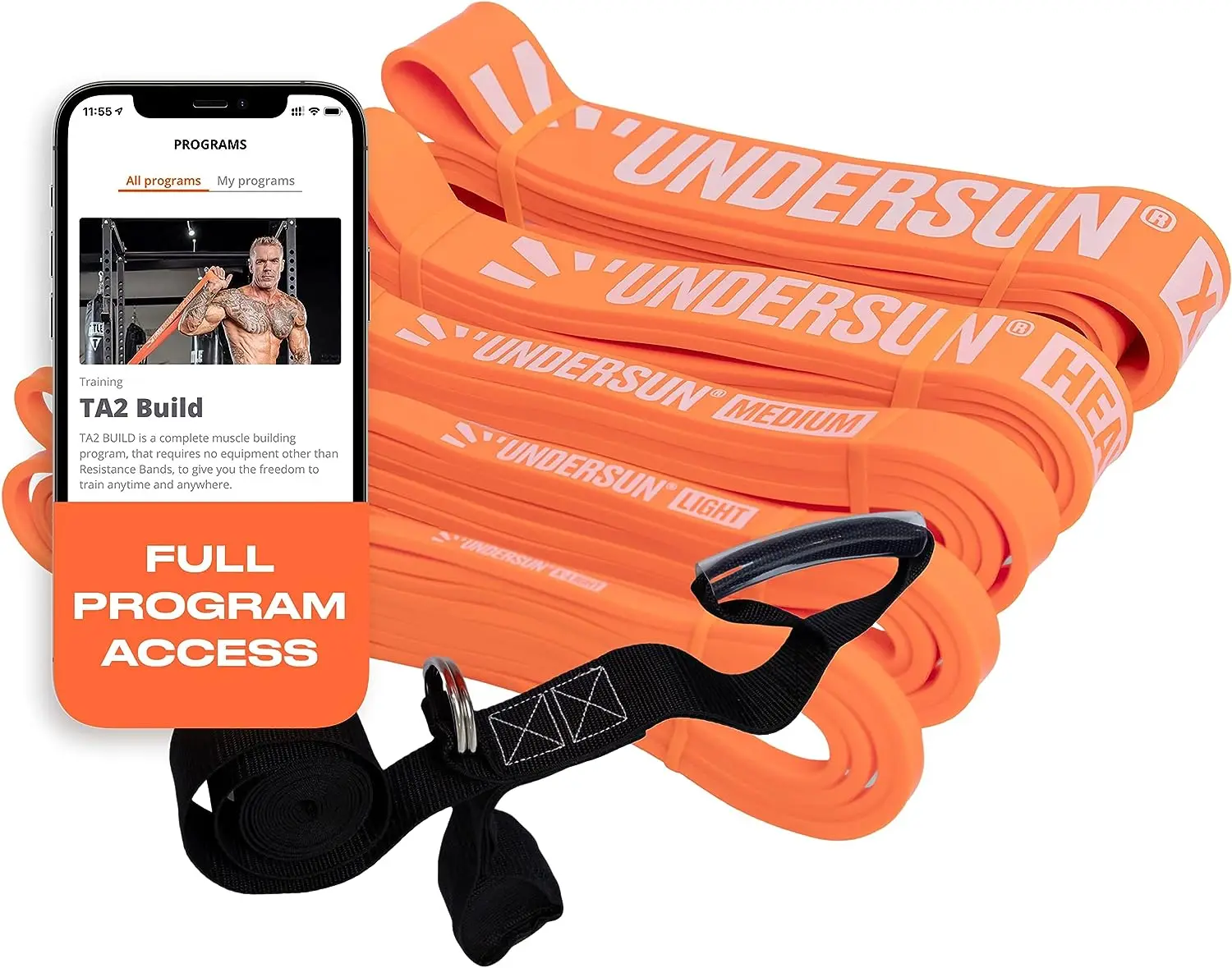 

Home Gym & Exercise Equipment - Muscle Building Workout Program with 5-Band Home Workout Resistance Rubber Bands Set- 5 Diff