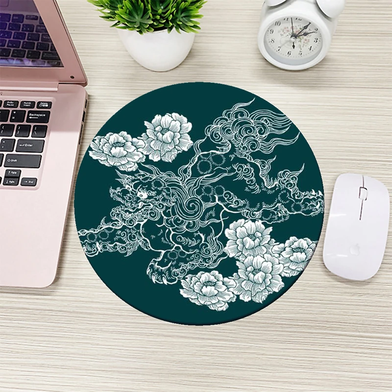 

Tang lion peony round small mouse pad rubber non-slip mouse mat game accessories mouse pads laptop mouse mats desk pad