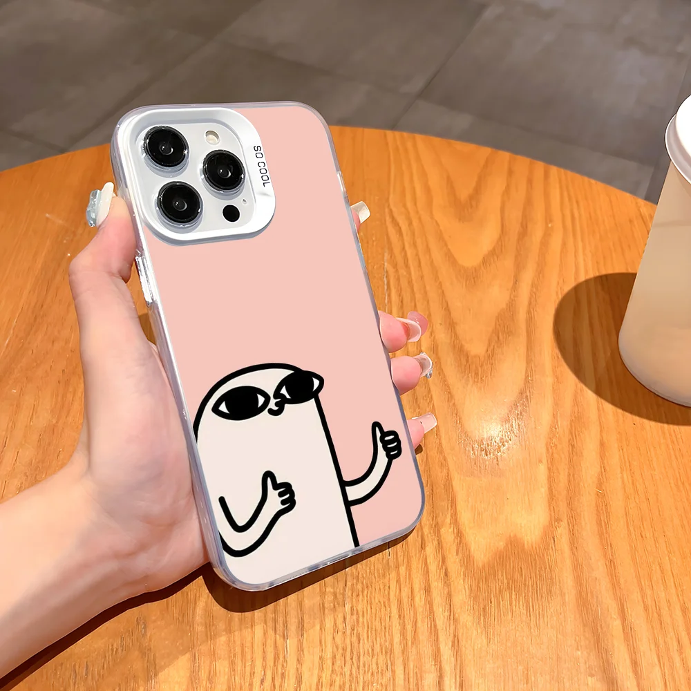 Забавный чехол для телефона K-Ketnipz Bean iPhone 16 15 14 13 12 11 Pro Max белый матовый лазерный