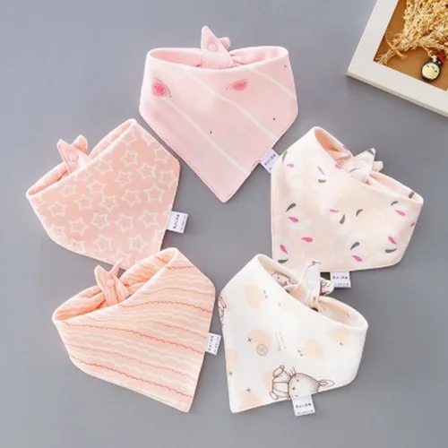 

5Pcs/lot Baby Bibs Triangle Double Bibs Print Saliva Towel Baby Boys Girls Bibs