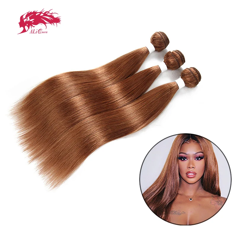 

Пучок человеческих волос Ali Queen, прямые красочные человеческие волосы, бразильские накладные волосы Remy, двойное натяжение, натуральный уток ...