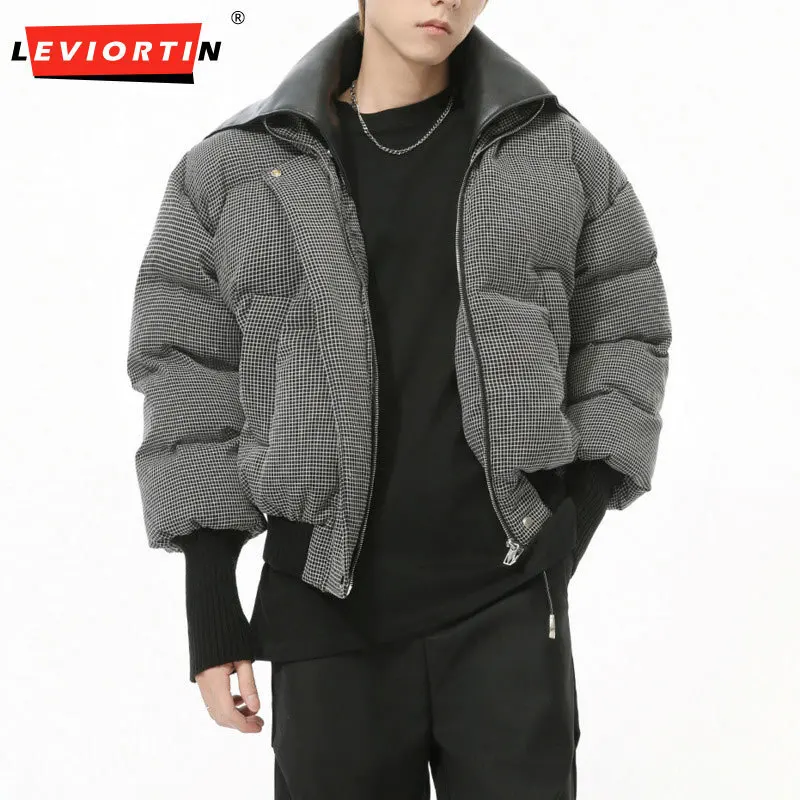Мужская осенняя коллекция 2024 новая корейская клетчатая утепленная короткая