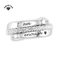 fashion finger hug zircon ring band with engraved words i am enough ring 2022 new trend crystal zircon ring for women jewelry