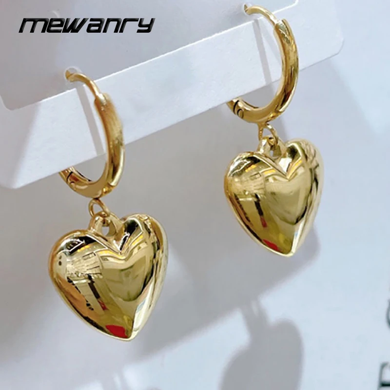Серьги-подвески Mewanry из нержавеющей стали 316L в виде любящего сердца для женщин, модные простые и милые, предотвращающие аллергию, пряжки для ушей, ювелирные изделия, подарки