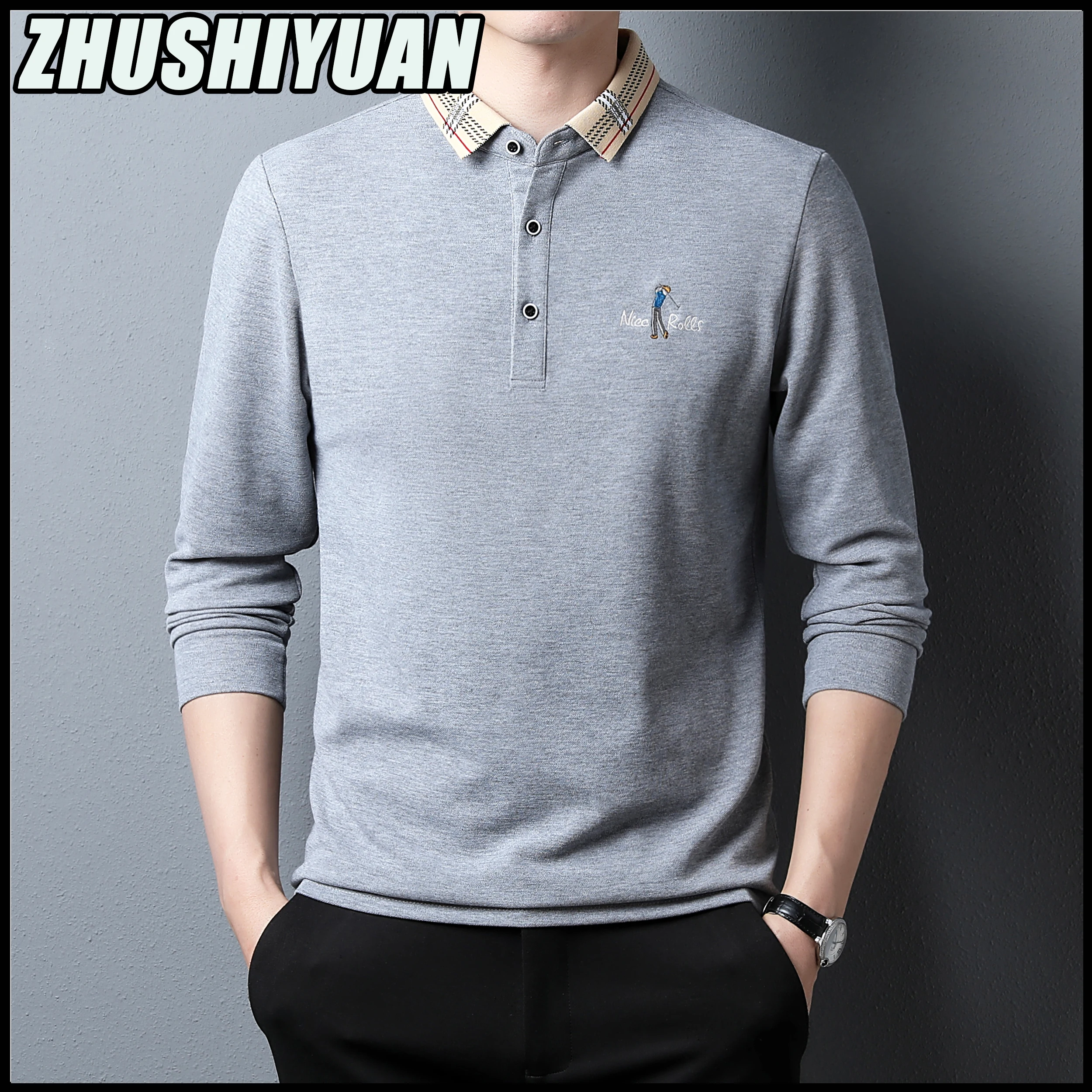 

2023 Fashion Brand Men Polo Shirt Spring Casual Cotton T-Shirts Ropa Hombre Long Sleeve Vetements Homme Slim Fit Classics Purity