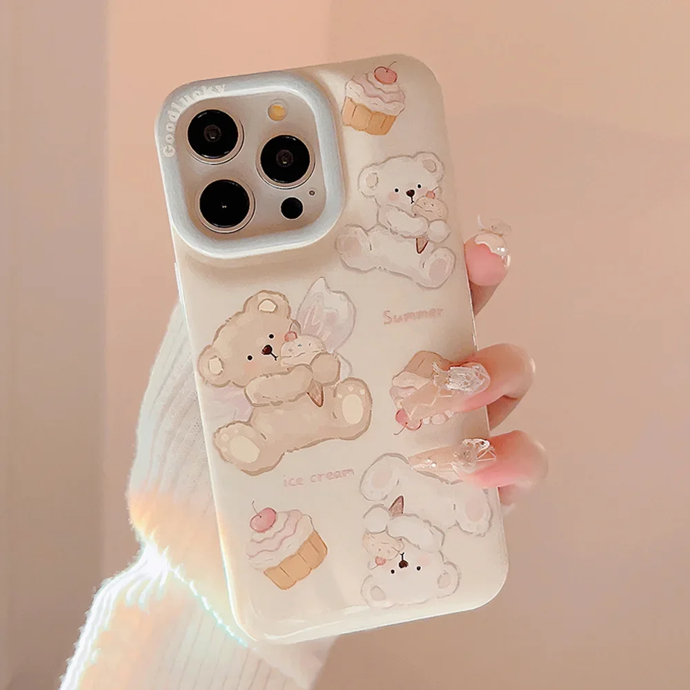 Летний ангел мороженое десерты медведь кронштейн чехол для телефона iPhone 16 15 14 13 12