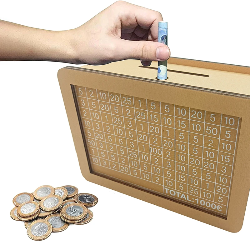 Деревянная копилка европейского языка 1000/2000/3000 с многоразовым копилке коробками