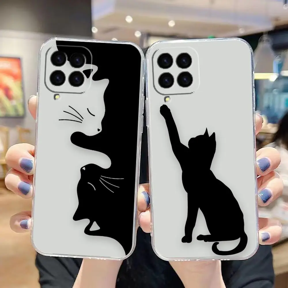 

Clear Phone Case For Samsung M62 M60S M51 M33 M32 M31 M30 M22 M12 M11 J7 J6 PRIME PRO PLUS 5G 2018 Case Cute Black Funny Cat