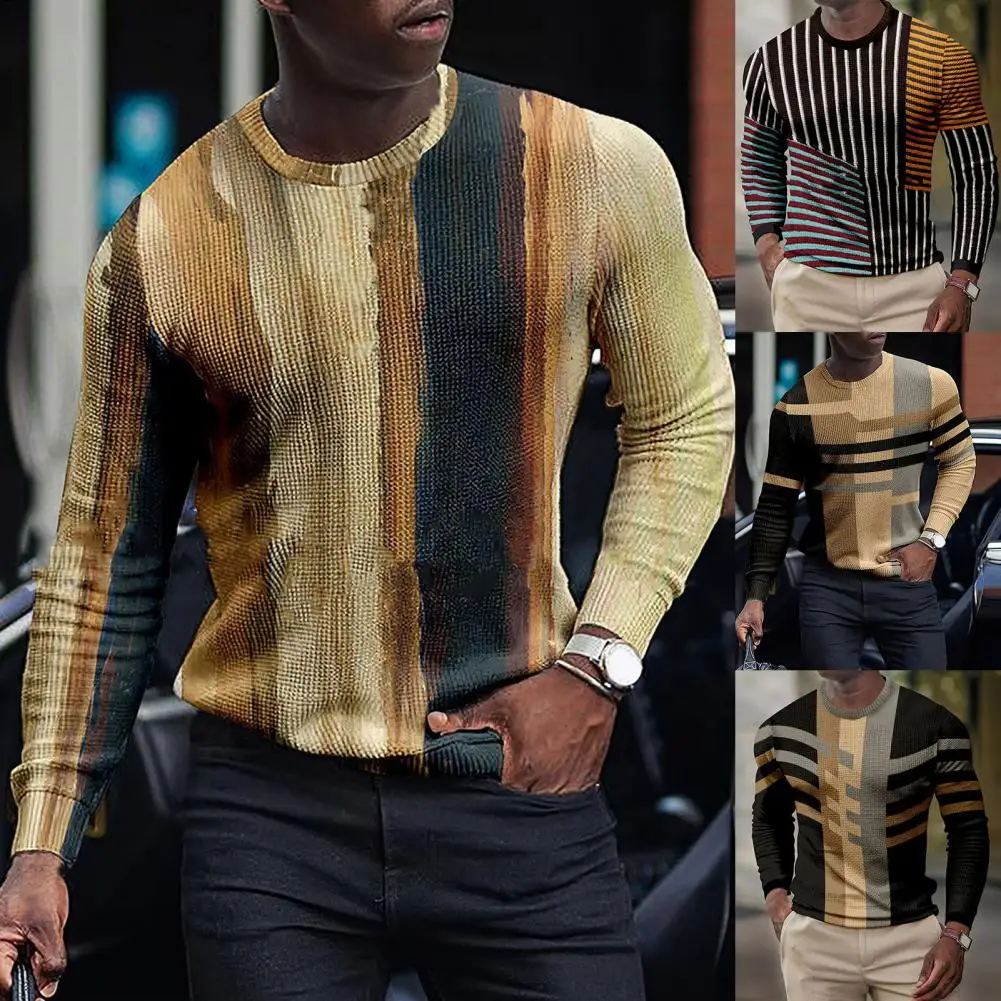 

Threaded Cuffs Flexible Crew Neck Casual Men Sweater for Daily Wear