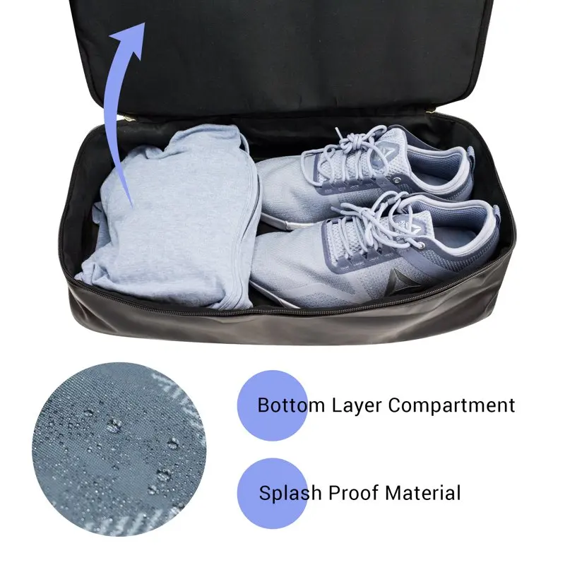 Weekender Bag Travel Duffle for Women Men Overnight Carry On Tote with Shoe Compartment and Luggage Sleeve- Black Plaid