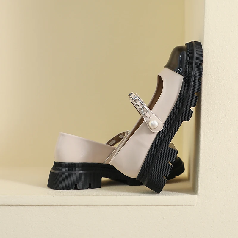 DIMANYU Mary Jane Shoes Girls Platform 2023 New Summer Retro Round Toe Color Block Women's Loafers Shoe Girl