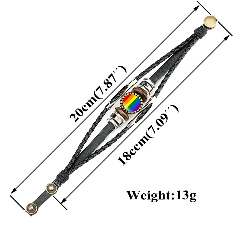 ЛГБТ гей-Прайд Плетеный веревочный браслет ручной работы винтажные кожаные
