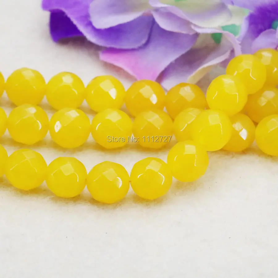 

10mm Fitting Female Yellow Chalcedony Accessory Crafts Loose Beads Stones Balls Gifts Faceted Jewelry Making Women Girls Gifts
