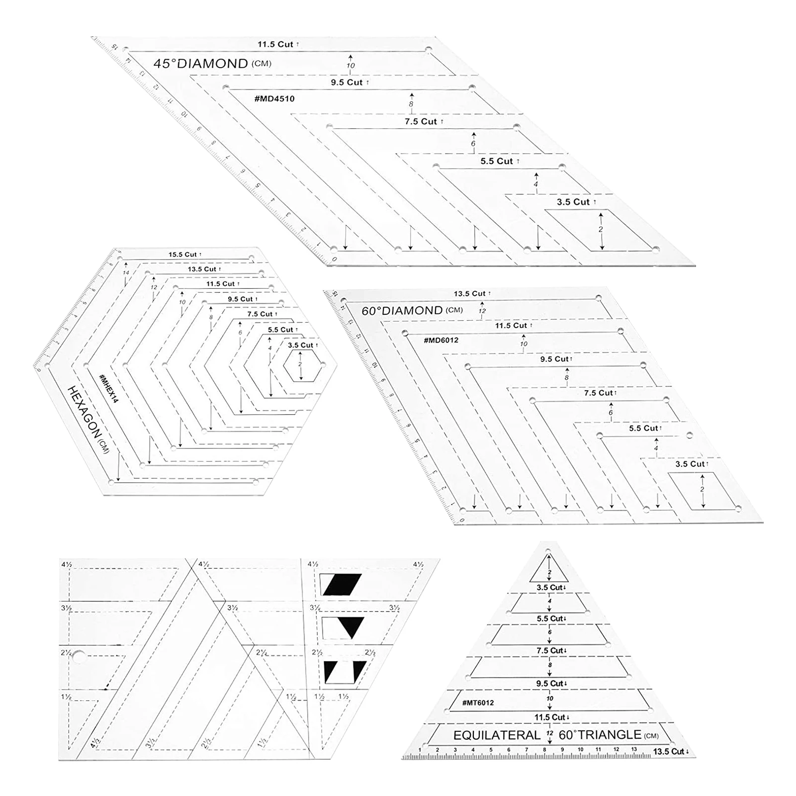 

5 шт., трапециевидные шаблоны для шитья