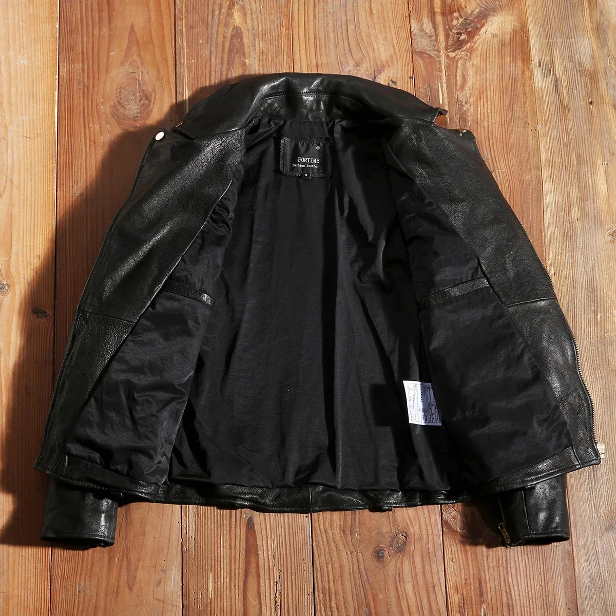 J24 Мужская черная мотоциклетная куртка из овечьей кожи с несколькими карманами