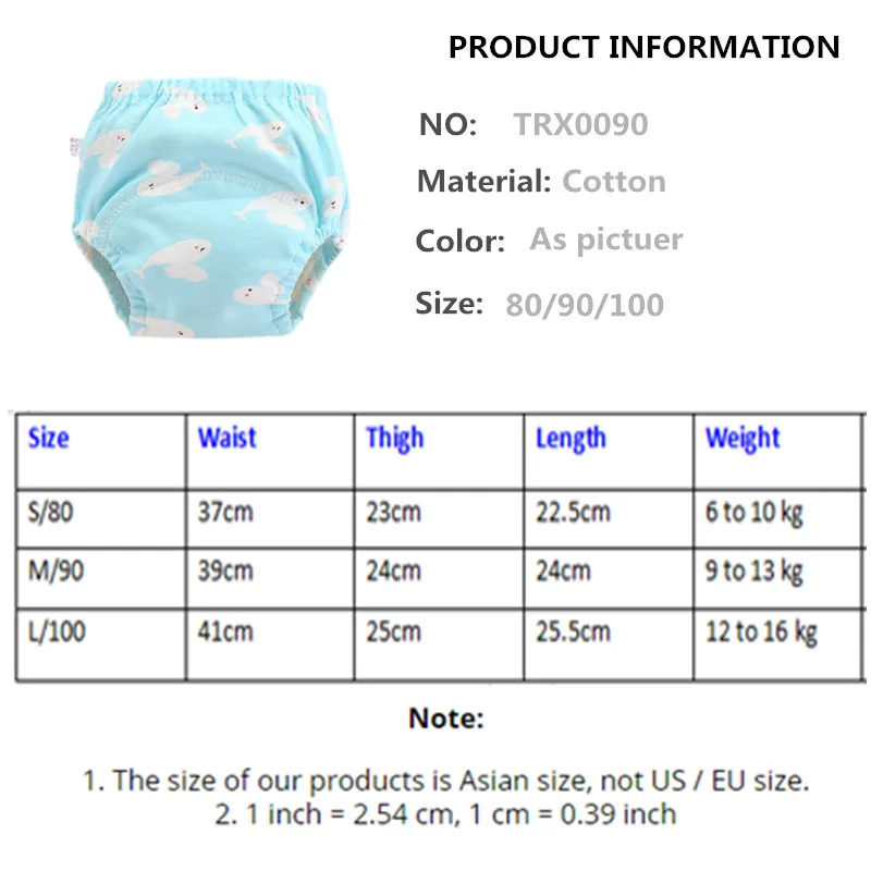 4pc/Lot Cotton Training Pants Panties Waterproof Cloth Diapers Reusable Toolder Nappies Baby Underwear images - 6