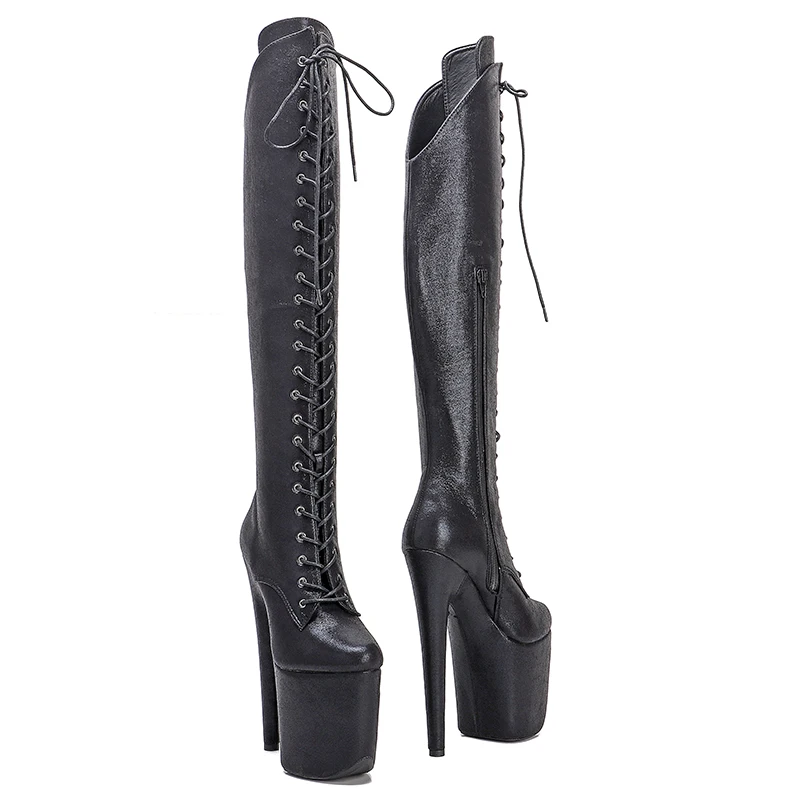 Leecabe 20CM/8Inch PU Upper  Platform disco party High Heels Shoes Pole Dance boot