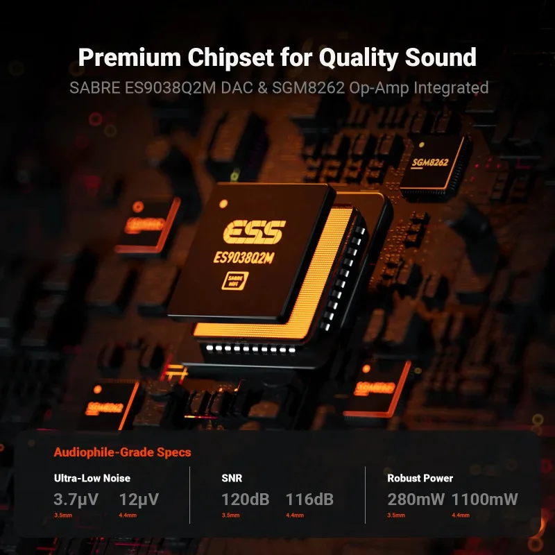 Фото Fosi Audio SK02 USB-декодер с поддержкой DSD 256 PCM ЦАП Усилитель для наушников Аудиоусилитель для сбалансированных наушников 3,5 мм и 4,4 мм №5