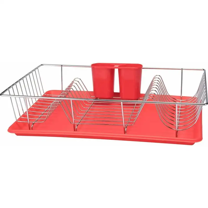 

Piece Chrome Dishrack with Tray in Red