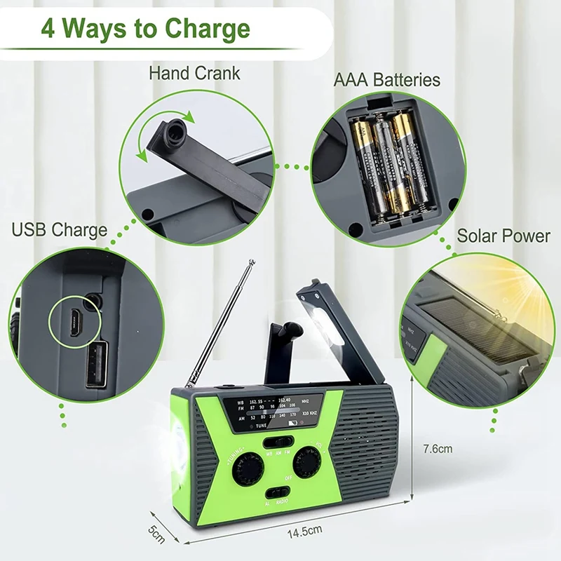 Радиоприемник на солнечной батарее AM FM-радио динамическое радио с внешним