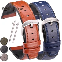 leather and rubber watchband for huawei samsung galaxy watch 3 45mm 46mm gear s3 22mm watch band strap band black blue brown
