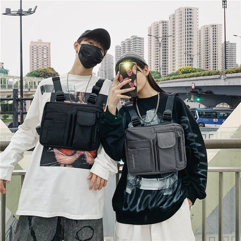 Men's Rig Vest Bag Hip Hop Tactical Functional Backpack Work Amy Green Motorcycle Chest Bag Streetwear Waistcoat Female