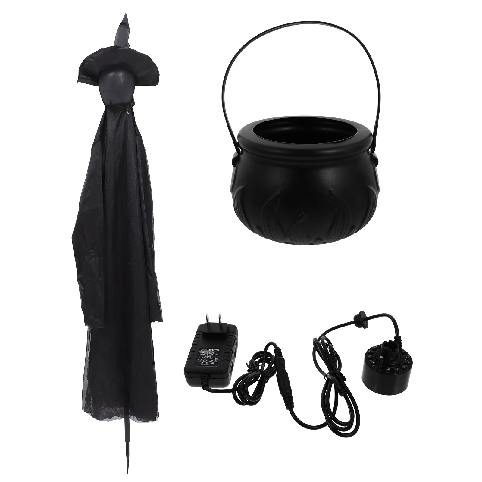 

1set Men Witch Cloak Wizard Cape with Hat and Bucket (Black)