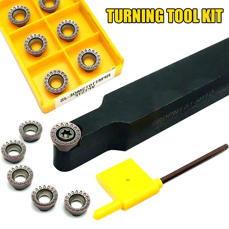

1pc SRDPN1616H10 Lathe Turning Boring Bar Tool + 10pcs Carbide-Tips Inserts + Wrench Metal Milling Tool Accessories