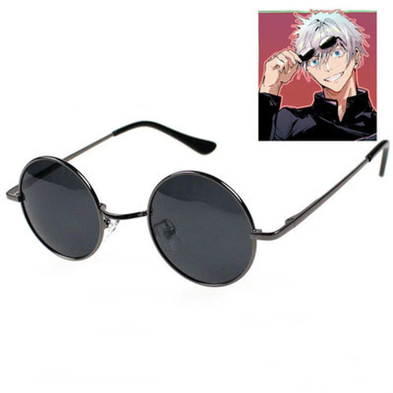 

Sunglasses Anime Jujutsu Kaisen Gojo Satoru Cosplay Black Glasses Steampunk Round Frame Eyewear Costume Accessories Prop Unisex