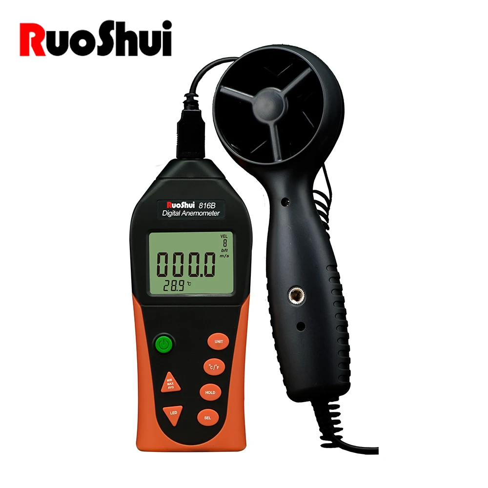 

RuoShui Digital Anemometer Handheld Wind Speed Meter For Measuring Wind Speed Sensor Measurement Temperature Velocity Wind Meter