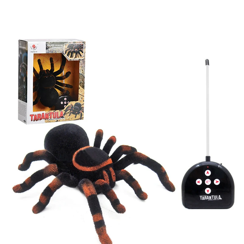 Super duży niż ręcznie czterokierunkowy pilot pająk symulacja czarna wdowa Tarantula straszny elektroniczny pełzający owad zabawka dla zwierząt