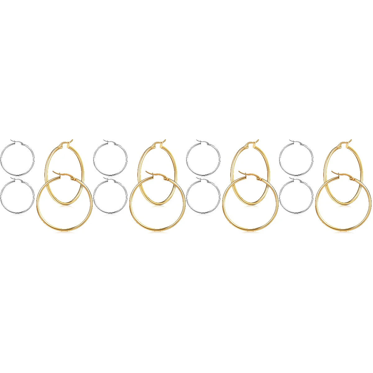 

8 Pairs of Hoop Earrings Exaggerated Circle Earrings Statement Round Earrings Jewelry