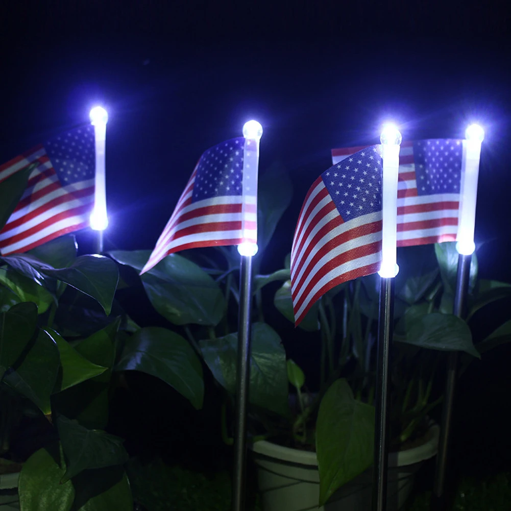 

Уличная лампа с питанием от солнечной батареи, водонепроницаемый фонарь с национальным флагом для сада, праздничное освещение для Дня независимости, газона, ландшафта
