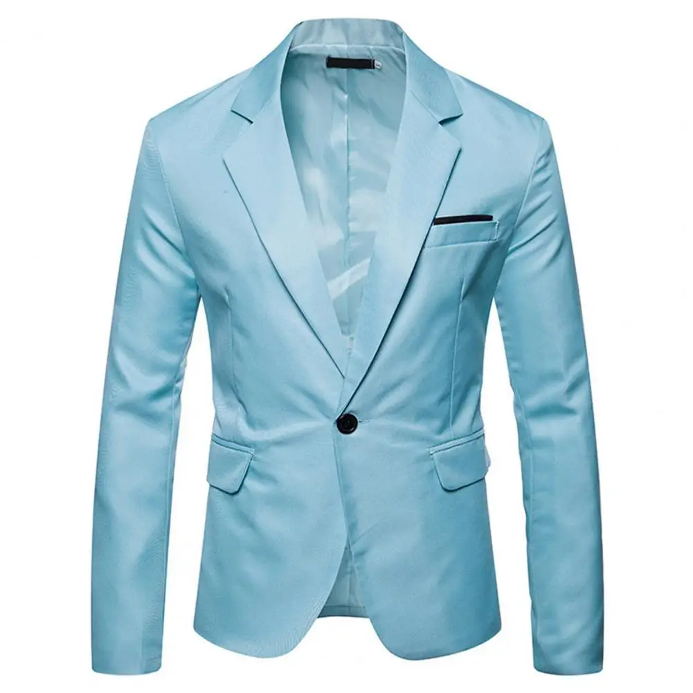 

Однотонный деловой Блейзер, мужской пиджак на одной пуговице с лацканами, блейзер для делового костюма для мужчин, мужской пиджак