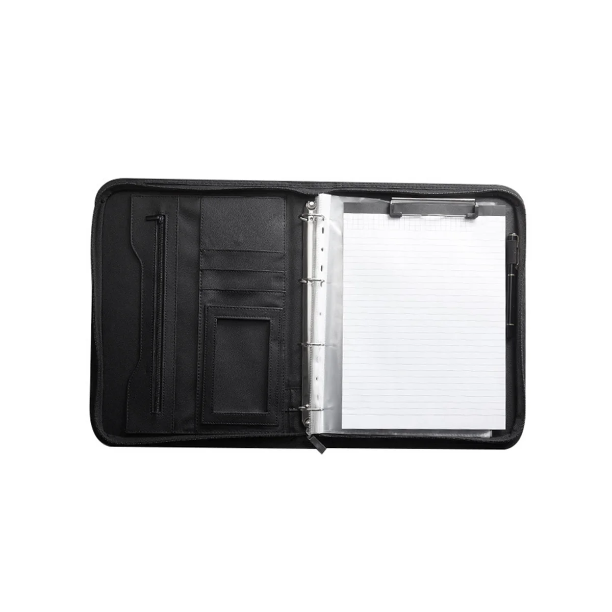 

Портфель на молнии органайзер, кожаная папка, профессиональная деловая папка, органайзер для документов (черный)