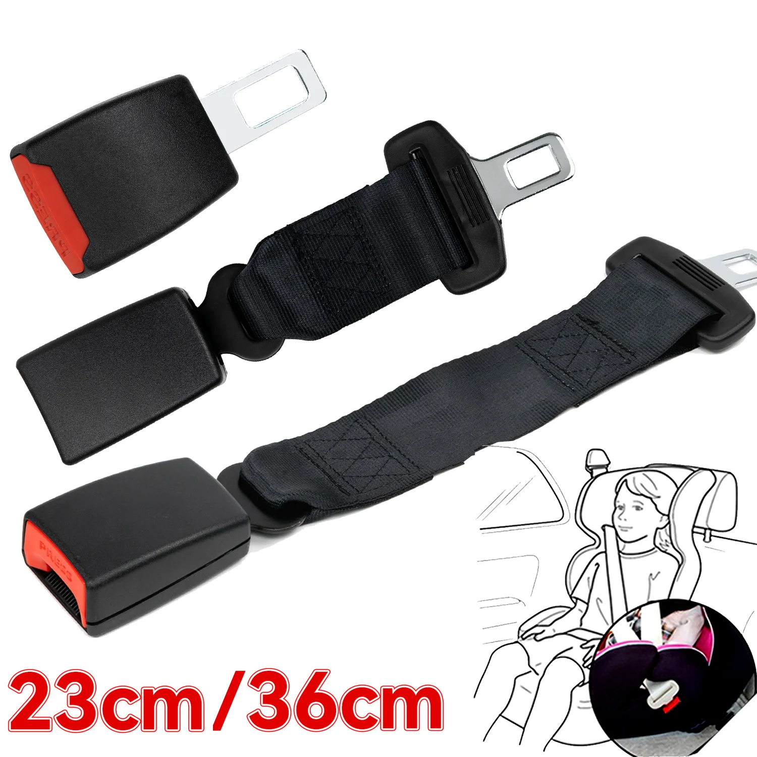 

Universal Car Vehicle Seat Belt Extension Plug Strap Safety Lock Clip Buckle Cover Seatbelt Extender Adjuster Alarm Stopper Stop