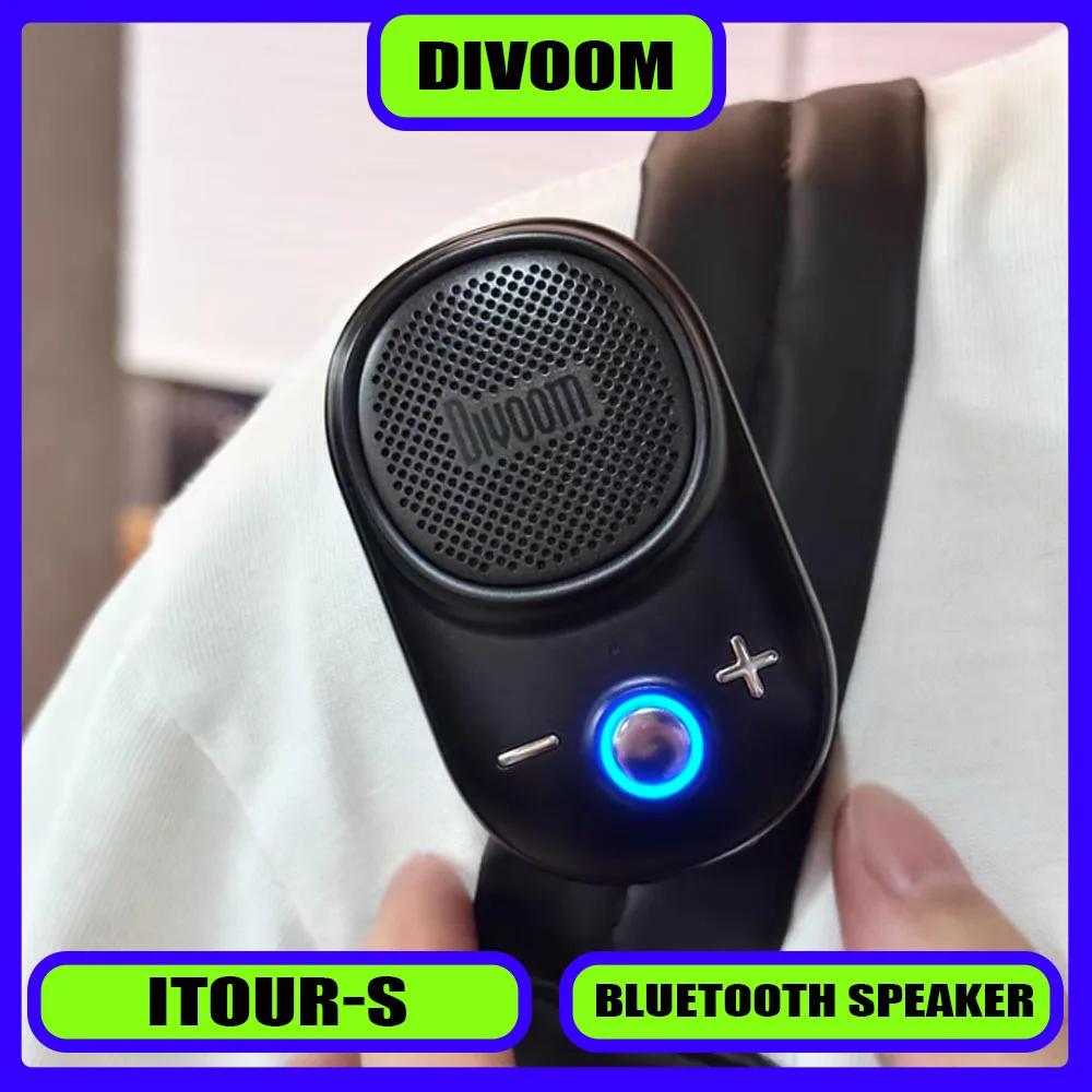 Фото Портативная Bluetooth-колонка Divoom Itour-S, водонепроницаемая (IP67), для кемпинга, с креплением на ремень, 10 часов работы, стильный дизайн №1