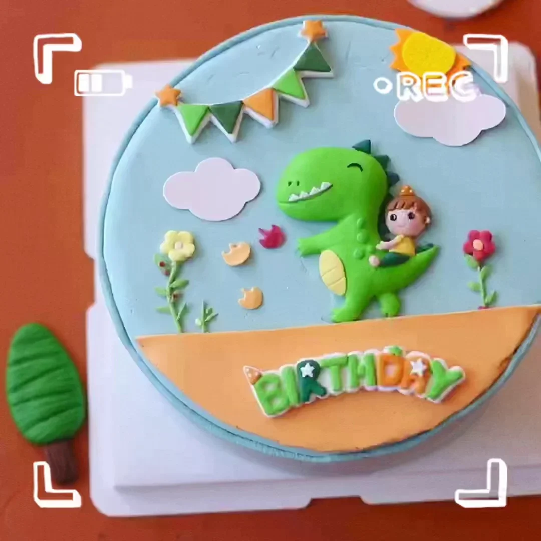 

Dinosaur Theme Cake Decoration Supplies Lovely Cartoon Zoo Dino Jungle Cake Topper Soft Pottery Baby Shower Birthday Party