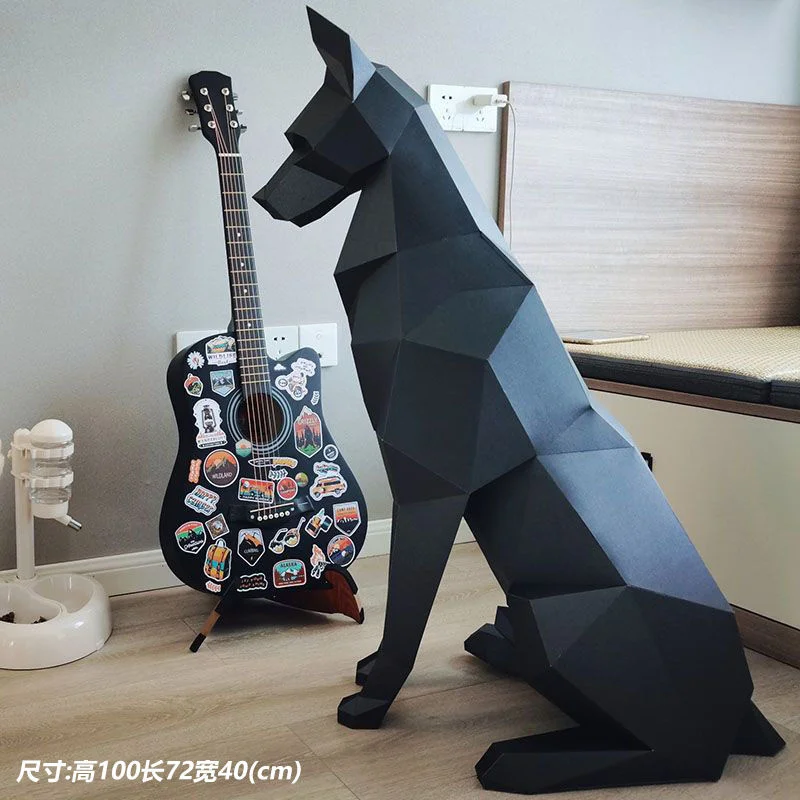 

1m Doberman papercraft paper models model dog decorations handmade DIY home decorations livingroom gift toys Paper folding