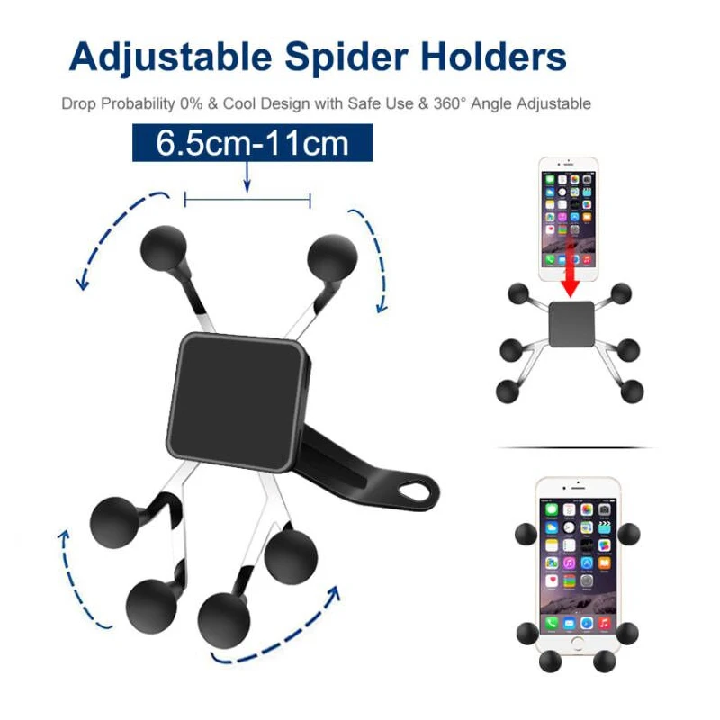 Univerola Motorcycle Phone Mount Cell Smartphone Holder for Rearview Mirror with 360 Rotate Holder for GPS Motorcycle Support