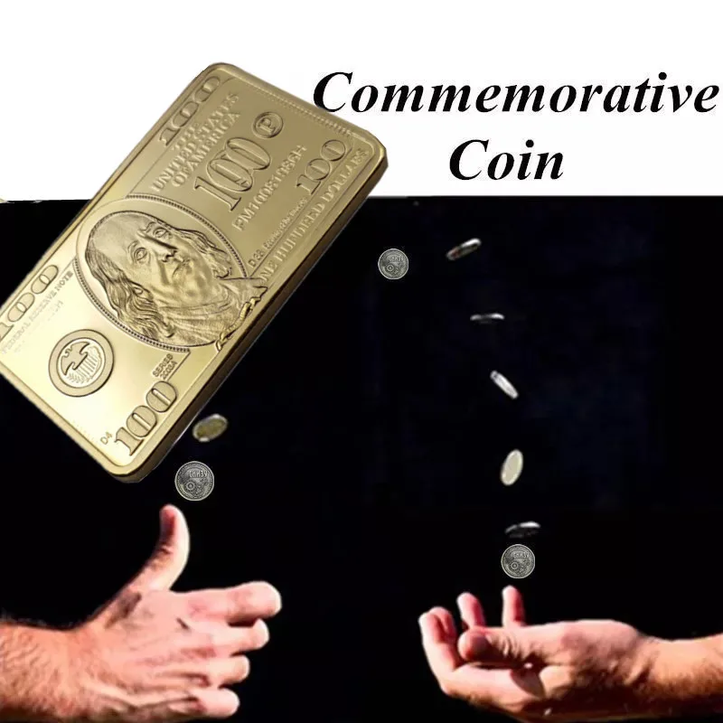 

1pcs/2pcs Gold Plated Microrelief Pattern Souvenir Golden Bars USD 100 Dollar Commemorative Coin Square Block USA Metal Biden
